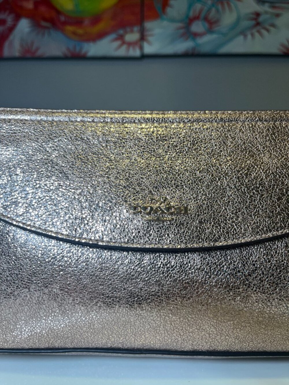 Coach Rose Gold Metallic Leather Clutch - Picture 2 of 13